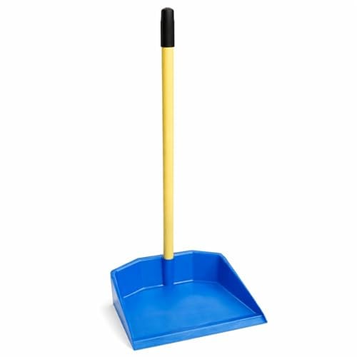 Paletta con Manico Lungo COLORE CELESTE, Plastica Monoblocco Resistente, con Pettine per Peli, Paletta Alzaimmondizia sta in Piedi da Sola, per Casa, Ufficio e Garage e Non Solo