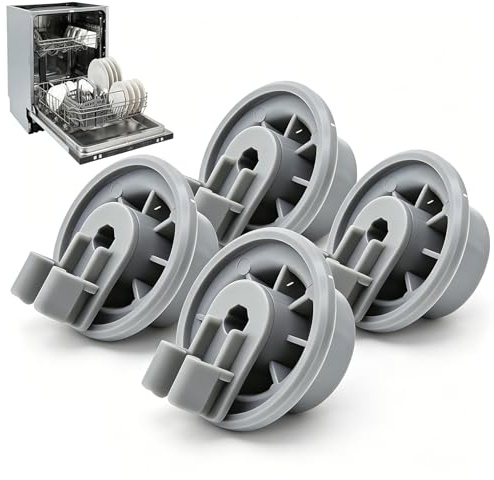 4 Pcs Dishwasher Lower Rack Wheel Replacement Parts | Basket Rollers Compatible with Bosch,Siemens,Neff,Beko,Spare Wheels for Lower Basket,Heat Resistant & Smooth Gliding