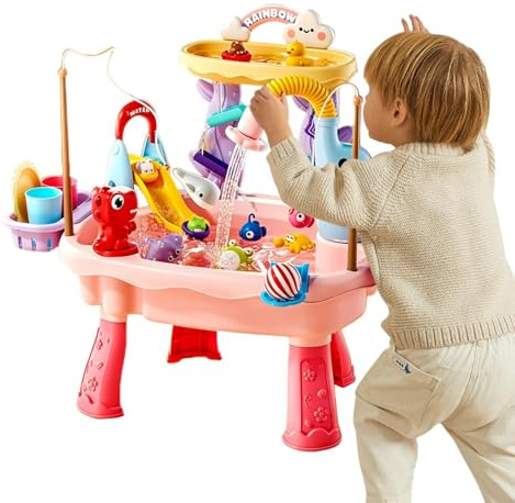 Mesa Actividades Acuáticas - Electrónico para Fregadero de Cocina de PP 60cm | Juego de Mesa con Agua con Grifo Bomba Automática para Niños de 1 a