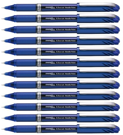 Pentel BLN25-C - Energel Plus Needle Tip Rollerball 0.5mm Blue- PK12