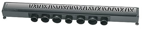 Wirquin 30723955 Caniveau douche à l'italienne Venisio L.800 mm avec grille Mikado en inox largeur 43 mm design virgules, chromé
