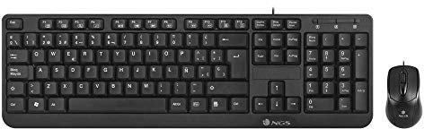 NGS COCOAKIT Set de Clavier Multimédia et Souris Optique avec Câble, 1000dpi, USB (QWERTY Portugais)