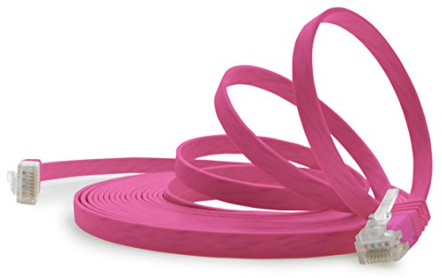1aTTack.de 7m - Magenta - 1 Stück - Cat.6 Flaches Netzwerkkabel Cat6 Flachkabel Ultra Flach Cat.6 Patchkabel 1000 Mbit/s Gigabit LAN (RJ45) Flach Slim Micro