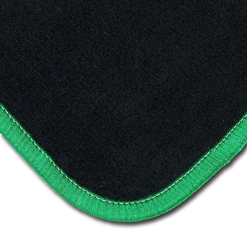 Bär-AfC Auto Fußmatten Classic passend für Opel Astra Typ J 2009-2015, Autoteppiche Nadelvlies Schwarz, Rand Kettelung Grün, Set 4-teilig, OP02735