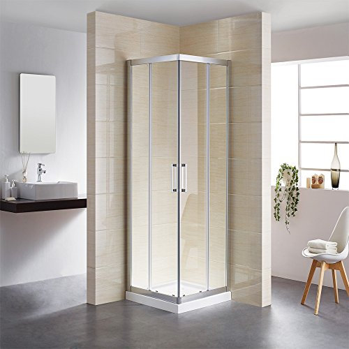 Easily Assembled Corner Shower Sliding Door Corner Entry Shower Cubicle Shower Enclosure 100 x 100 cm Well Designed Structure Waterproof Lifetime Use Fast Delivery
