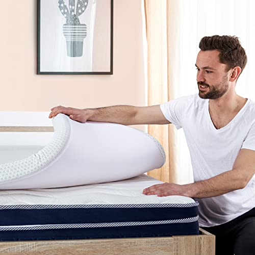 Vitapur MEMOSILVER Topper - 180x200cm, 7cm Memory Foam, waschbarer Bezug, Hautfreundlich mit Silberionen, Matratzenauflage