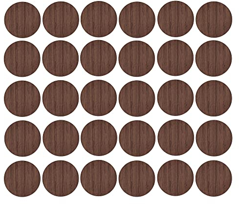 30x Cache vis adhésif autocollant diamètre 20mm bouchon trou meuble table chaise maison, bois marron chêne avec relief nervures