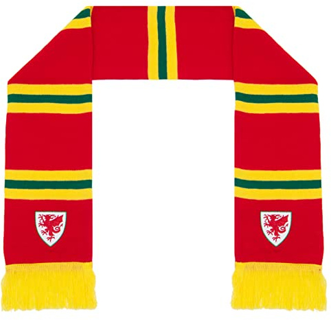 Wales Scarf Retro Bar Official FAW Football Gift Red Yellow Green
