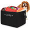 Personalisierte Hundespielzeug Aufbewahrungsbox mit Namen, Faltbar Aufbewahrungskorb mit Ledergriffen, Filz spielzeugkiste für die Organisation von Lebensmittel Kleidung und Haustierzubehör(Schwarz)