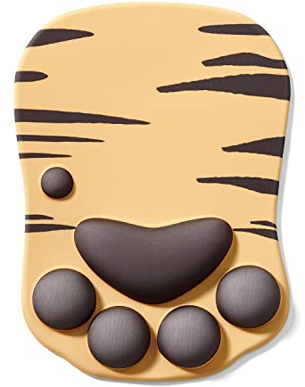DOBAOJIA Cat Paw Mouse Pad, Ergonomic Mouse Mat with Wrist Support, Silicone Gel, Cute & Kawaii Design, Yellow & Black, for Home/Office/Gaming