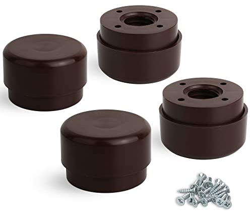 F!XBL Möbelfüße verstellbar Füße für Möbel Ø 55 mm Möbelerhöhung 23-35 mm hoch 4er Set Möbelbeine Rund Braun