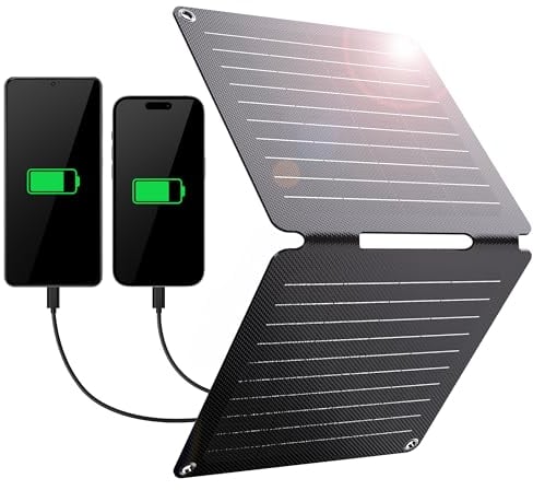 BigBlue 10W ETFE Chargeur Solaire SolarPowa 10, Panneau Solaire Pliable Ports USB-A et USB-C (5V/2A Max.), IP65 Étanche, Chargeur Solaire Portable pour Voyage, Camping et Jardin