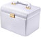 Terafeels Make Up Box with Mirror Silver - Cosmetic Organizer Case Large Capacity Multifunction Lockable Toiletry Box 22.2 * 16.6 * 17.5 cm