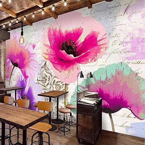 XLMING Schöner Mohn Kunst Ölgemälde Küche Esszimmer Arbeitszimmer Wohnzimmer TV Hintergrund Wand 3D Tapete-300cm×210cm
