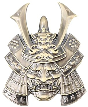 Ieron 3D-Totenkopf-Emblem, Samurai-Autoaufkleber aus Metall im japanischen Stil, Cooles Totenkopf-Abzeichen für Autos, LKWs, Motorräder (Bronze)