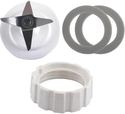 Pexorina Cuchilla for batidora for Hamilton Beach, Piezas de Repuesto for batidora con tapón de Rosca y Junta de Goma, Color Blanco Cuchilla de Corte de licuadora
