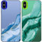 Tedyhulle Pack of 2 Mobile Phone Cases for iPhone X/XS, Aesthetic Marble Pattern, Soft TPU Bumper with Hard PC Case, Shockproof, Scratch-Resistant, Protective Mobile Phone Case, Green and Blue