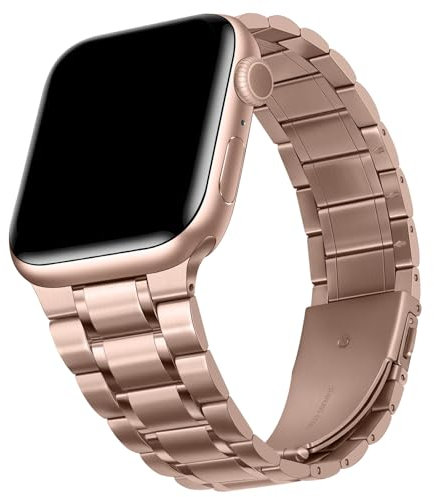 HITZEE Metall Armbänder Kompatibel with Apple Watch Armband 42mm 41mm 40mm 38mm, Edelstahl Ersatzband Damen Herren Band Kompatibel für iWatch Serie 10 9 8 7 SE 6 5 4 3 2 1, Roségold