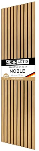 wohnartig Akustikpaneele Noble 1,485m² - 275cm x 54cm* Set - (Set = 2 Stück 275cm x 27cm) | Farbe: Eiche Villa auf schwarzem Filz | Wandverkleidung | Akustikpaneel | Wandpaneele auf Filz | Akustikfilz