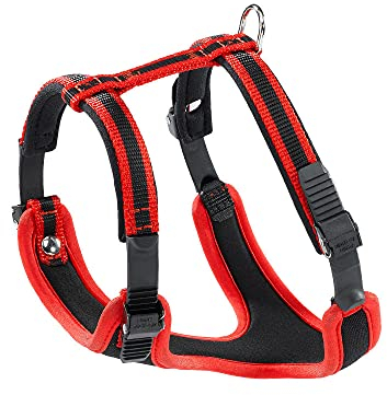 Ferplast Kleines Hundegeschirr ERGOCOMFORT EXTRA SMALL, verstellbares Hundegeschirr, bequem, gepolstert, doppelter Mikroverstellverschluss, Schnellverschluss, Rot