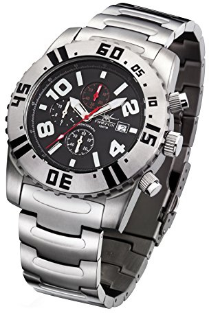 FIREFOX Heavy Anvil FFS155-B schwarz Chronograph Herrenuhr Armbanduhr massiv Edelstahl Sicherheitsfaltschließe 10 ATM wasserdicht