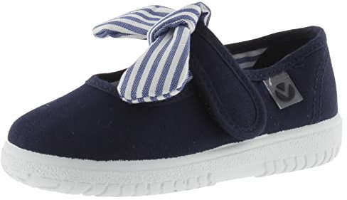 victoria Merceditas Unisex Ojalá Lona & Tira Adherente & Lazo Rayas 105110 para Niños Marino 18