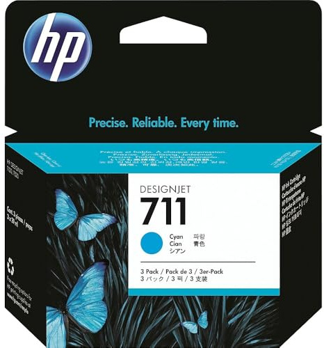HP 711 Cyan Original Tintenpatronen (CZ134A) für DesignJet T530, T525, T520, T130, T125, T120 und T100 Großformatdrucker