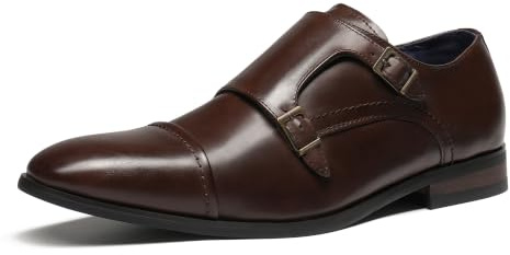 Bruno Marc Men's Dress Shoes Monk Strap Slip on Loafers,Brown,9.5