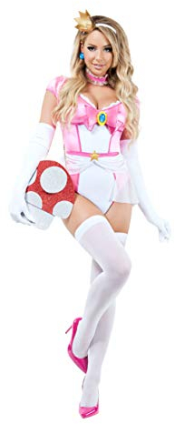 Starline Costume de princesse champignon pour femme, blanc/rose, taille L