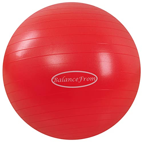 Fitvids Gymnastikball, Yoga-Ball, Fitnessball, Geburtsball mit Schnellpumpe, 0,9 kg Kapazität, Rot, 66 cm, L