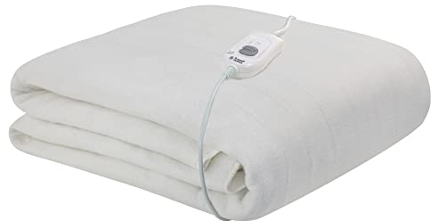 Russell Hobbs Electric Blanket, Heated King Fitted Underblanket, 3 Heat Settings, Low Energy & Energy Efficient, Machine Washable, 2x Remote, 150 X 200 cm, 120W, White, RHEKB6003, 2 Year Guarantee