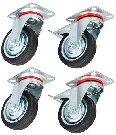 3 Inch 75mm Swivel + Swivel Castors with Brakes Wheels Trolley Furniture 4 Pack