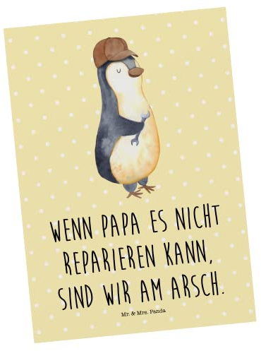 Mr. & Mrs. Panda Postkarte Wenn Papa es nicht reparieren kann, sind wir am Arsch - Geschenk, Vatertag, Einladung Geburtstag, Vater, Einladung, Danke