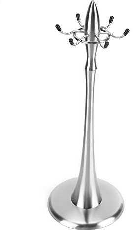 Rotating Kitchen Utensil Holder Organizer, Stainless Steel Cooking Utensil Rack Holder with 6 Hooks Spatula Spoon Hanger