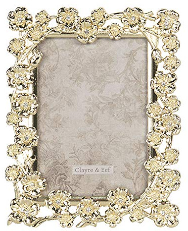 Clayre & Eef Bilderrahmen 2F0658 Fotolijst 9 * 2 * 11 cm / 6 * 9 cm - Goldfarbig Eisen/Glas Fotorahmen Photo Frame Picture Frame