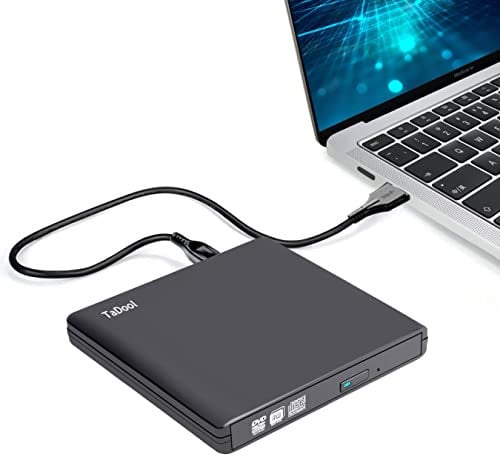TaDool Unità DVD esterna USB 2.0, lettore CD portatile, masterizzatore USB per computer portatile, computer, desktop CD ROM, compatibile con Win10, 8, 7, Mac OS 10.3 (nero)