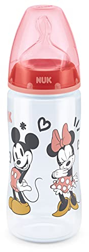 NUK Disney First Choice+ Baby Bottle | 6-18 Months | Temperature Control | Anti-colic Vent | 300 ml | BPA-Free | Silicone Teat | 1 Count