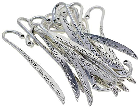 20 Stücke Antike Überzogene Silber Metall Lesezeichen Lesezeichen mit Haken Label Schreibwaren Antike Haken Welle Buch Marker Schmuck Erkenntnisse DIY Neu Freigegeben und Populär Dauerhaft