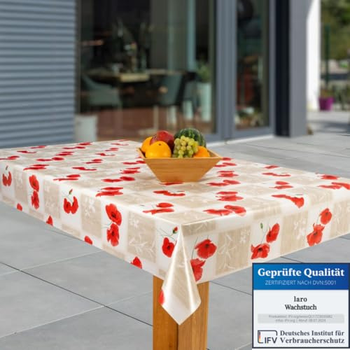 laro Wachstuch-Tischdecke Abwaschbar Garten-Tischdecke Wachstischdecke PVC Plastik-Tischdecken Eckig Meterware Wasserabweisend Abwischbar, Muster:Monblume, Größe:130x200