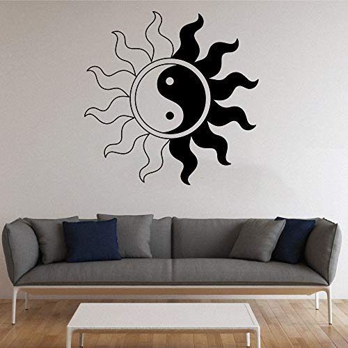 QIANGTOU Yin Yang Wandtattoo Yoga Fitness Studio Yin Yang Wandaufkleber wasserdicht entfernbar Vinyl Dekor für Schlafzimmer Wohnzimmer 57x57cm