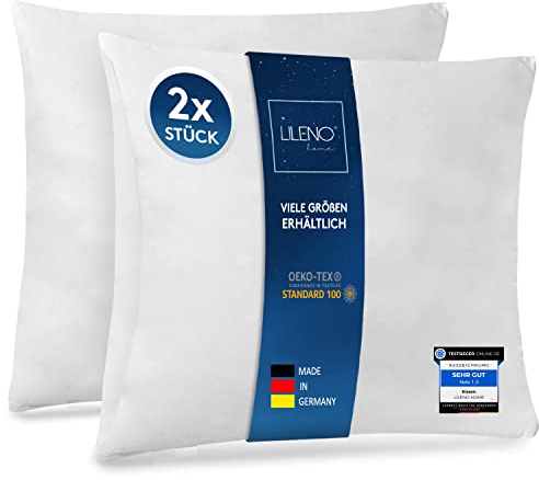 LILENO HOME 2er Set Kissenfüllung 80x80 cm - 40°C waschbares Innenkissen geeignet für Allergiker - Polyester Kisseninlet als Couchkissen, Sofa Kissen, Cocktailkissen und Kopfkissen
