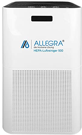 ALLEGRA Luftreiniger 500 mit HEPA I 580 m³/h Luftwäscher und Aktivkohlefilter I Für Räume bis 150 m2 I Entfernt 99,95% der Partikel und Aerosole I Bakterien Pollen Staub Air Purifier Raumuftreiniger