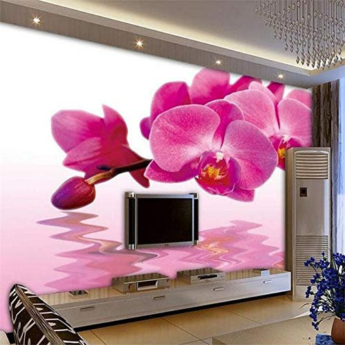 Benutzerdefinierte Tapete Schmetterling Orchideen Wasser Blume Tapete 3D Wohnzimmer Tapete Für Wände 3D Wallpaper,350 * 256Cm
