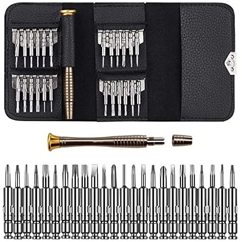 Geekbox Precision Screwdriver Set 25 in 1, Mini Screwdriver Glasses Repair Set Kit, with Leather Case for Mobile Phone, PC Laptop, Watch, Computers, Electronic Workshops