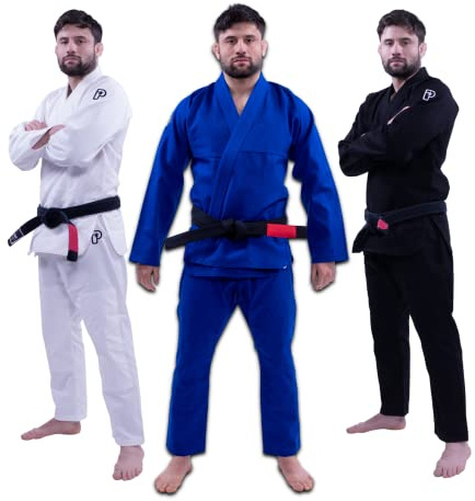 Progress Jiu Jitsu Academy Gi | Lightweight BJJ Gi with Free White Belt | BJJ Kimono for Men & Women | Tear-Resistant Jiu Jitsu Gi for Training & Competition | Women's & Men's Kimono | Blue A1
