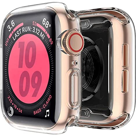 CoolGadget Schutzhülle für Apple Watch 4/5/6 40mm Transparent TPU | stoßdämpfendes Silikon, kabellos Laden kompatibel, schlanker Rundumschutz, Aussparungen für Krone und Sensoren