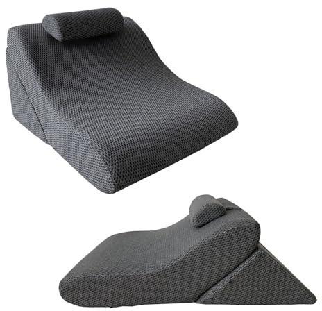 ANONER Bett Keilkissen Set Memory Foam Kopfteil Schlafen, Bettkissen für Beine und Rückenstützkissen, Anti Schnarchen, Einstellbare 10&12 Zoll Höhe 3-in-1 Neigung, Dunkelgrau