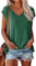 OLIPHEE Camiseta Basica Mujer Verano Mangas Cortas Camiseta Elegante Blusas Casual Toppar T-Shirt Basica Verde Oscuro XL
