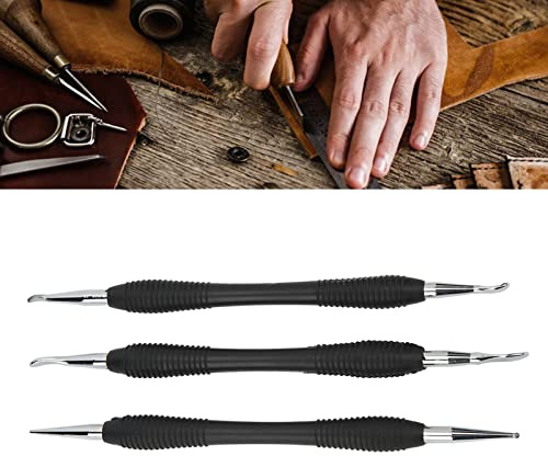Herramienta de modelado de cuero Herramienta de frotamiento de prensa de cuero, 3 piezas Herramientas de tallado de cuero Herramientas de modelado de artesanía en cuero Cucharas de repujado de cuero K