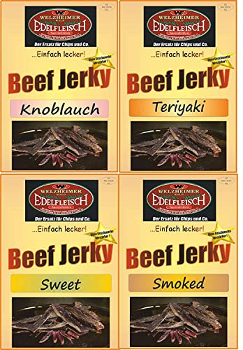 Edelfleisch 2 Kg Mega Biltong Beef Jerky Probierpaket 4 Sorten Teriyaki+Knobl+Smoked+Sweet STIX
